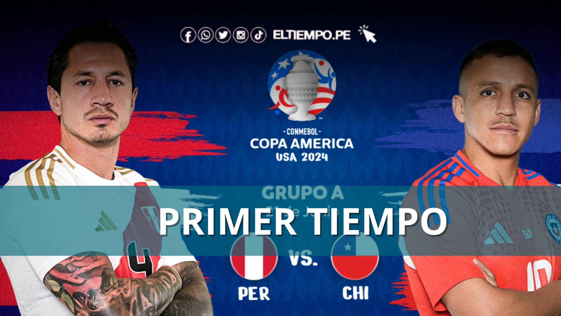 ¡Empate sin goles! Perú y Chile igualan en el primer tiempo de su debut en la Copa América 2024