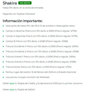 Entradas Shakira Perú 2024,Una loba se aproxima a lima,Concierto Shakira en Lima,Preventa Shakira Interbank