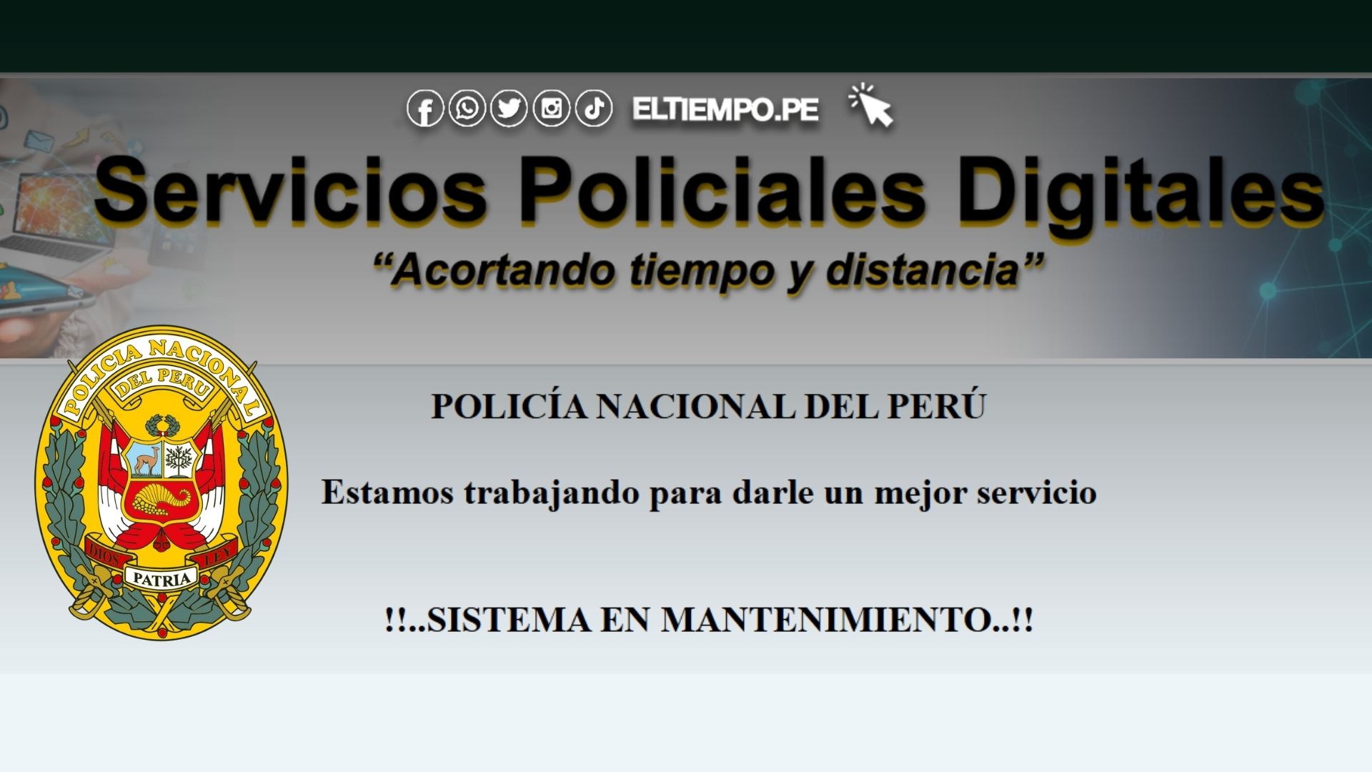 se cae la página de la policia