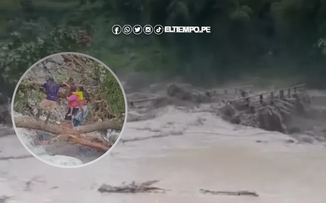 Piura: madre cruza quebrada con su hijo en la espalda tras colapso de puente