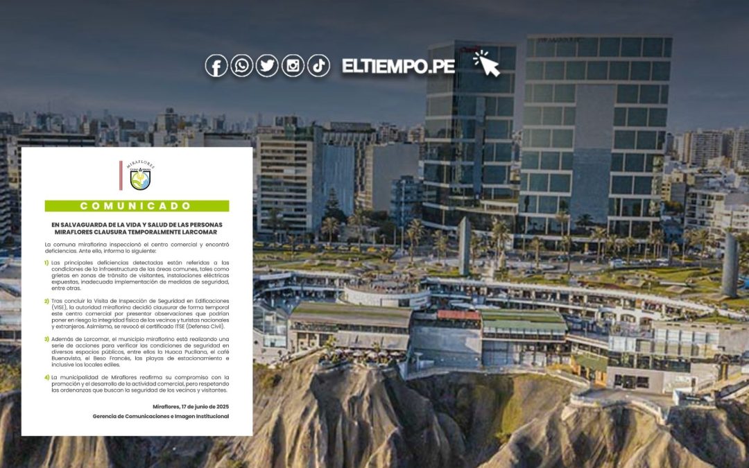 Clausuran temporalmente Larcomar por deficiencias en seguridad estructural