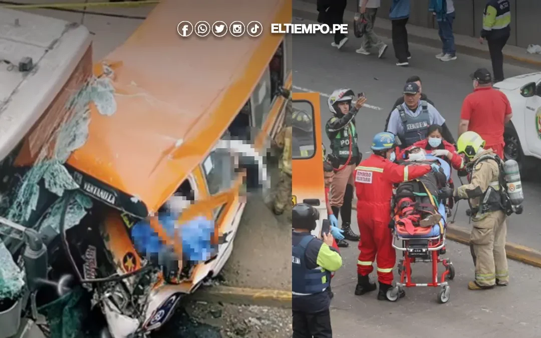 Accidente entre cúster y bus del Metropolitano deja tres muertos y múltiples heridos