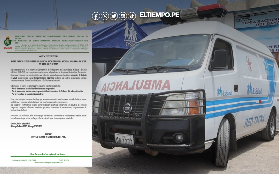 Sindicatos de EsSalud anuncian huelga nacional indefinida desde el 16 de julio de 2025
