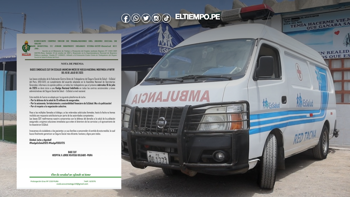 Sindicatos de EsSalud anuncian huelga nacional