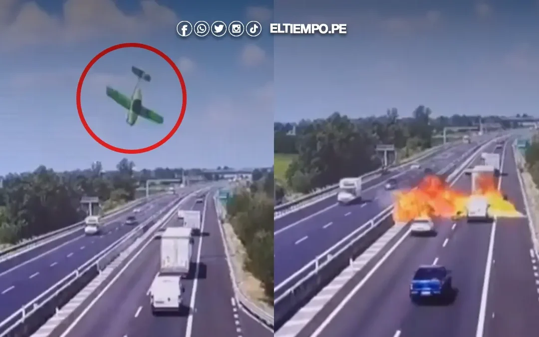 Tragedia en Italia: avioneta se estrella contra autopista y sus ocupantes muren calcinados