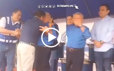 VIDEO del beso de Jorge Sigüenza a César Acuña: se emocionó y se limpió la boca