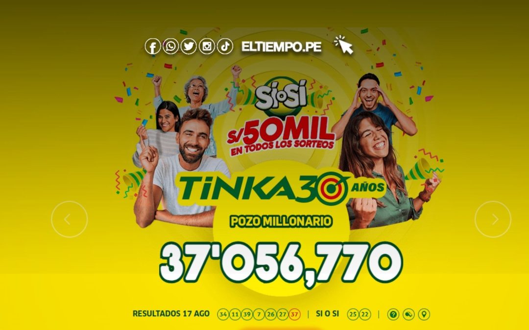 EN VIVO | Resultados de La Tinka HOY miércoles 20 de agosto de 2025 | Pozo Millonario