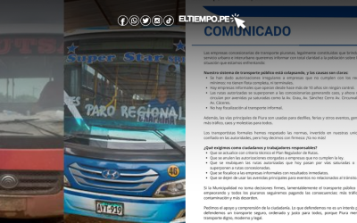 Piura: Transporte interurbano anuncia paro por concesión de rutas