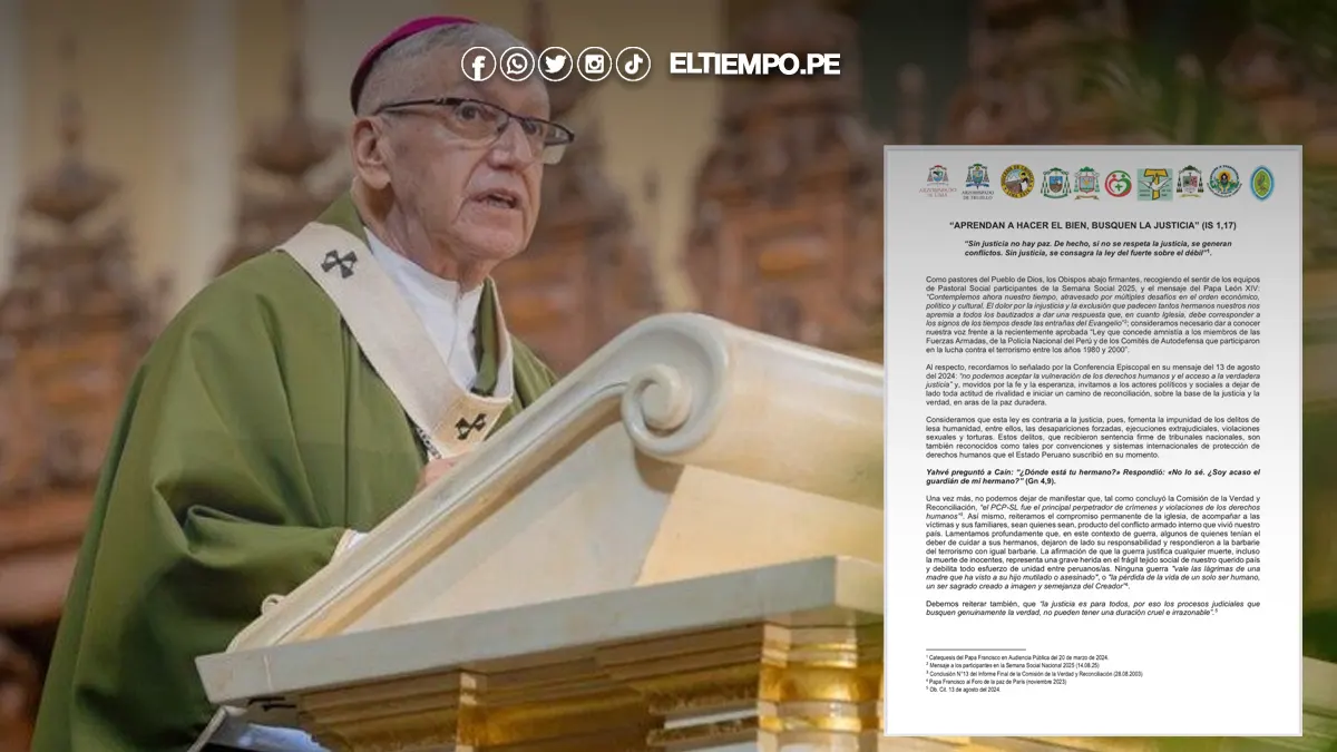 Obispos de Perú rechazan Ley de Amnistía promulgada por el Ejecutivo