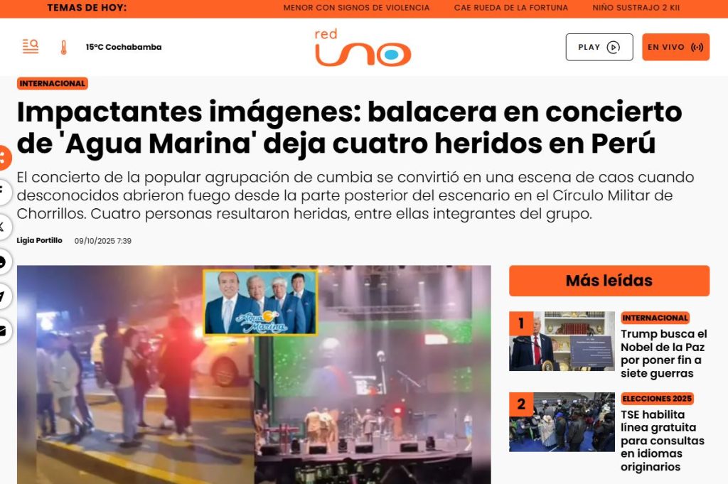 Atentado en concierto de Agua Marina