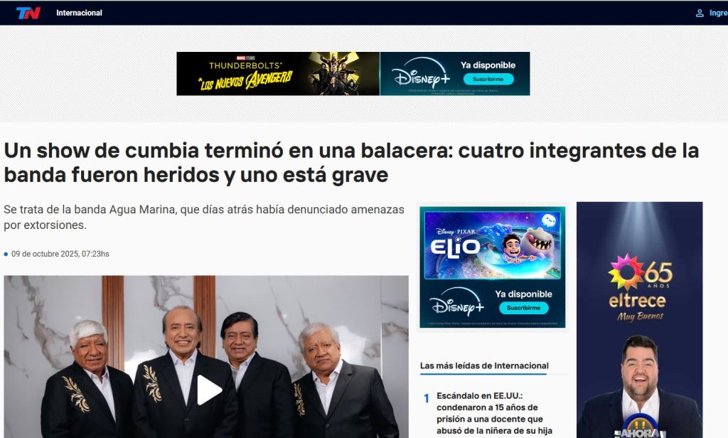 Atentado en concierto de Agua Marina