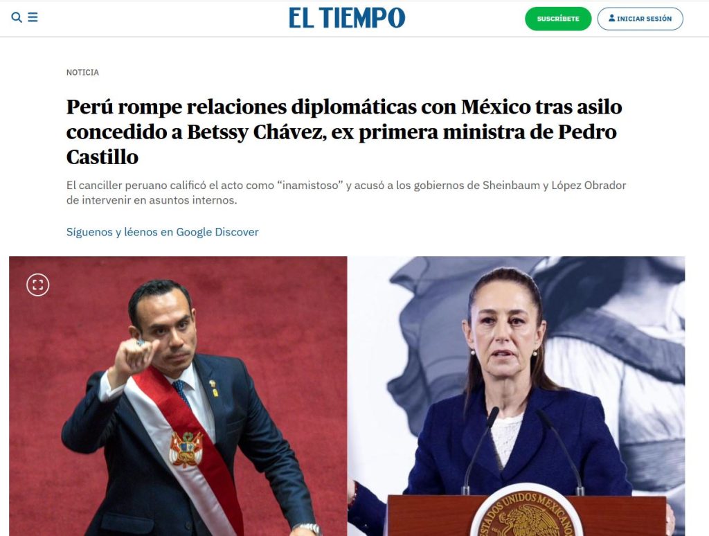 Perú y México rompen relaciones diplomáticas