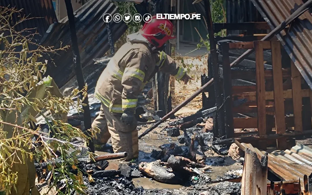 Bajo Piura: Un incendio arrasa con tres casas y parte de una iglesia evangélica