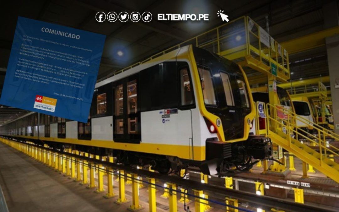 Línea 2 del Metro de Lima suspenderá completamente su servicio este sábado por trabajos de mantenimiento